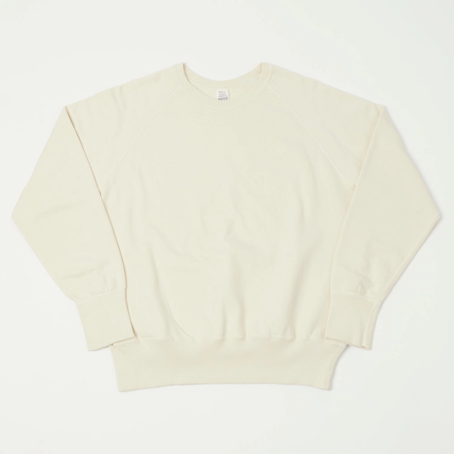 Warehouse & Co 461 Raglan Sleeve Sweatshirt - Cream Printed Detail Pockets