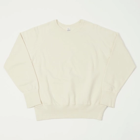 Warehouse & Co 461 Raglan Sleeve Sweatshirt - Cream Printed Detail Pockets