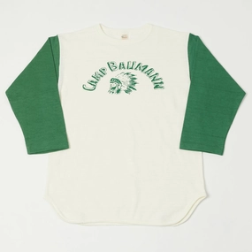 Warehouse & Co 4800 'Camp Baumann' Baseball T-Shirt - Cream/Green Linen blend