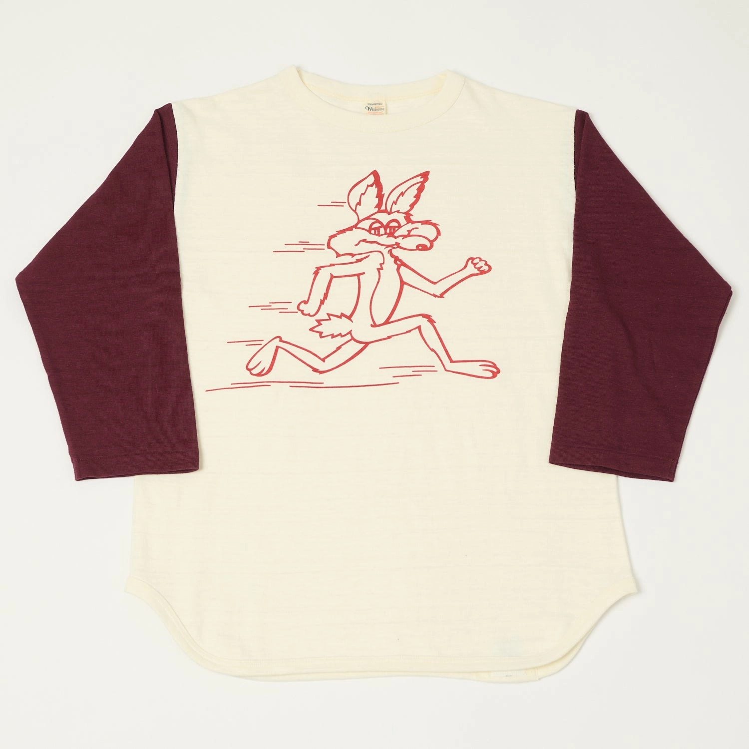Warehouse & Co 4800 'Coyote'  Baseball T-Shirt - Cream/Bordeaux Camping attire