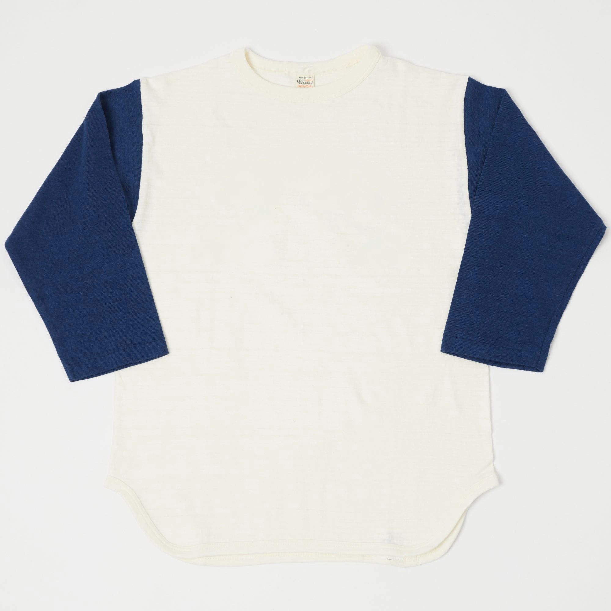 Warehouse & Co 4800 Baseball T-Shirt - Cream/Navy Sustainable Material Blend Printed design