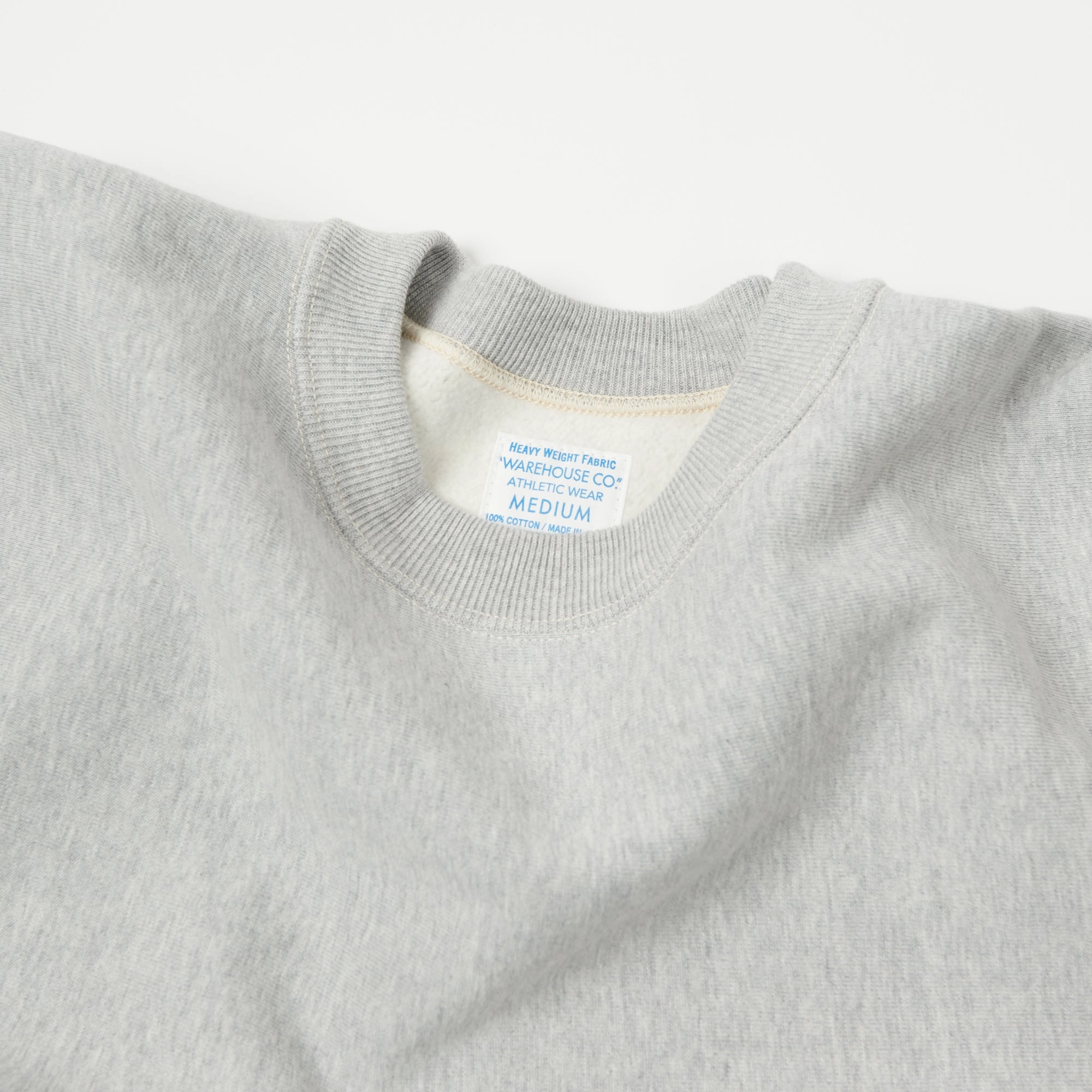 Warehouse & Co 483 Reverse Weave Sweatshirt - Heather Grey twill
