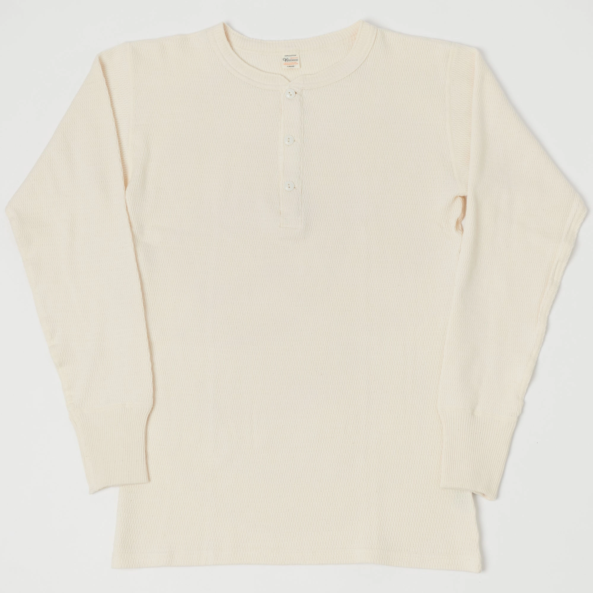 UV resistant Relaxed Movement Warehouse & Co 5904 Waffle Knit Thermal Henley - Ecru