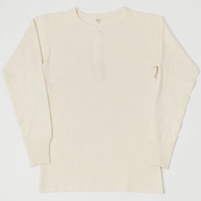 UV resistant Relaxed Movement Warehouse & Co 5904 Waffle Knit Thermal Henley - Ecru