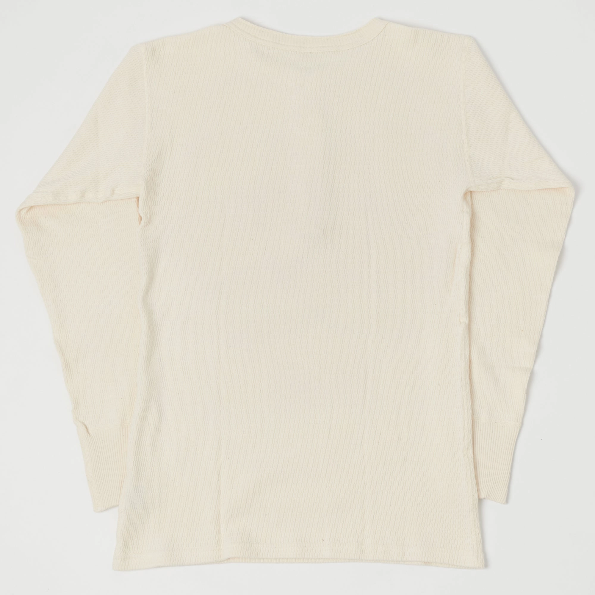 Warehouse & Co 5904 Waffle Knit Thermal Henley - Ecru Short sleeved breeziness