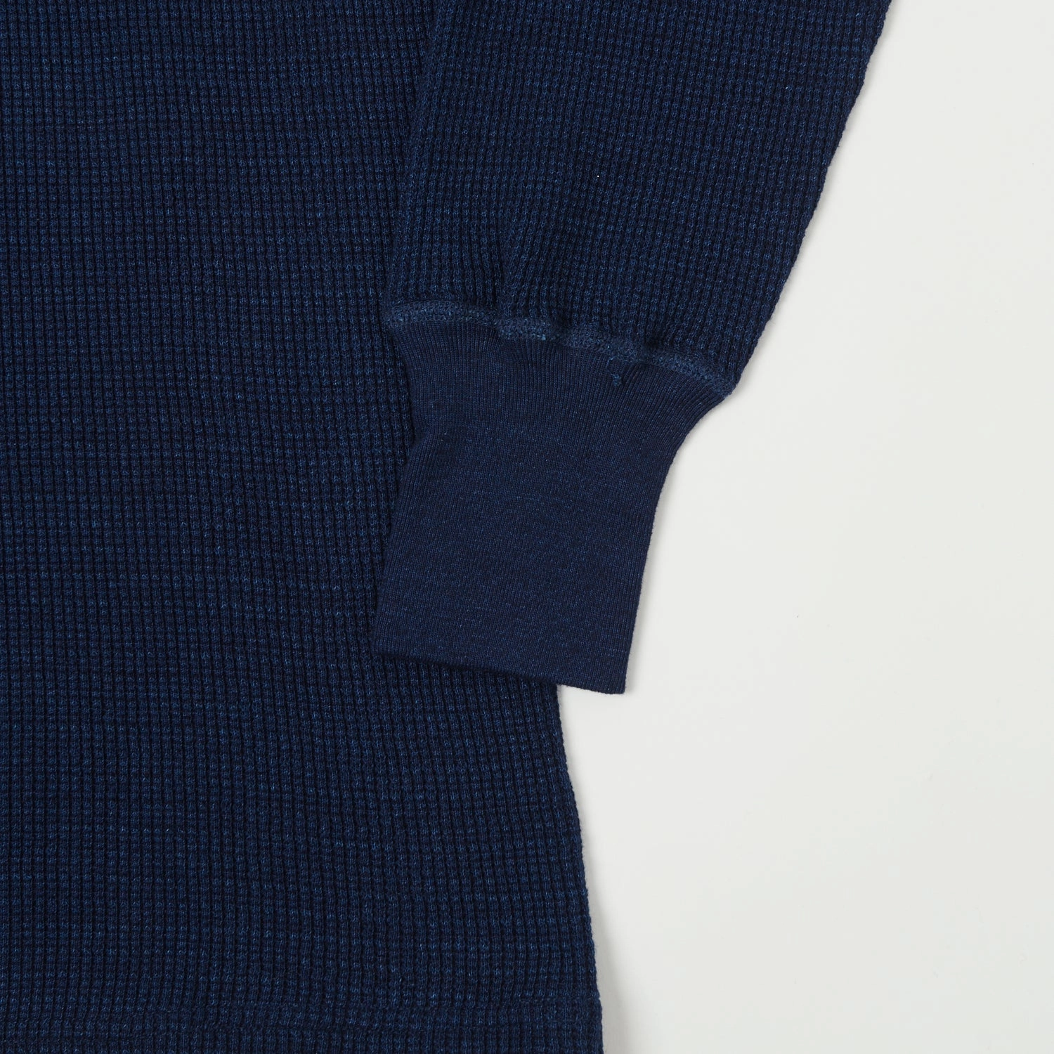 Warehouse & Co 5912 Waffle Knit Thermal Henley - Indigo Summer Fashion Garment Dyed Technique