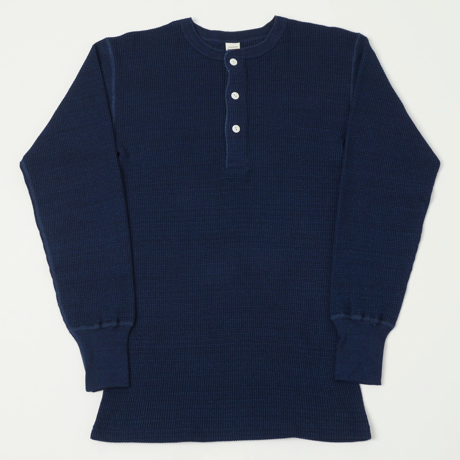 Comfortable clothing Pilling Resistant Finish Warehouse & Co 5912 Waffle Knit Thermal Henley - Indigo