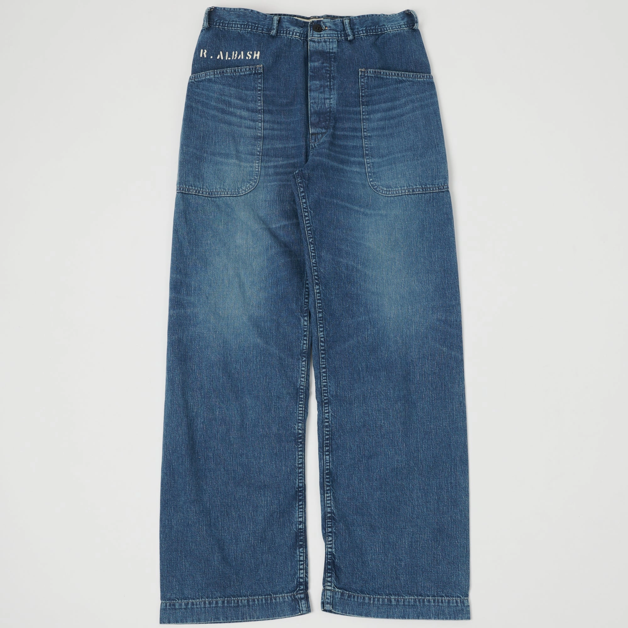 Stretch Holiday Vibes Streetwear Fan Easy Wearing Warehouse & Co U.S. Navy Denim Seaman's Pant - Heavy Wash