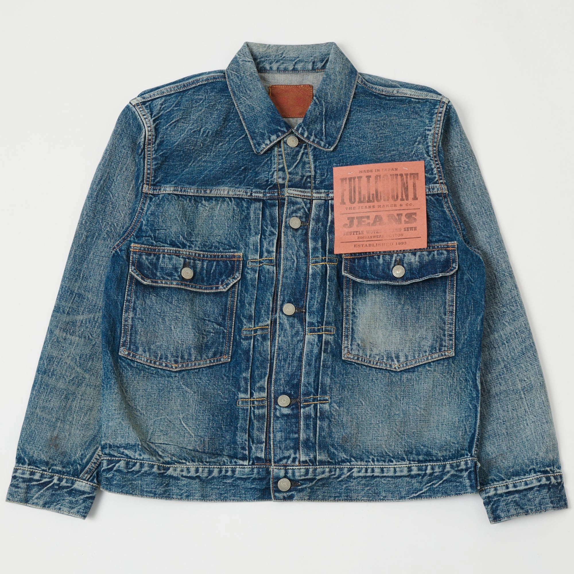 Full Count 2102 13.75oz Type II Denim Jacket - 'More Than Real' Wash LaserCut Ventilation Zones