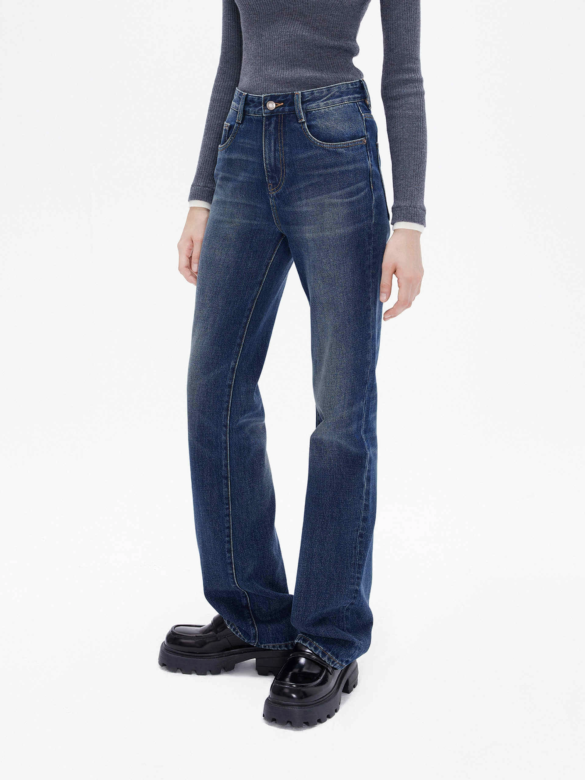 Smooth Style High Rise Straight Jeans