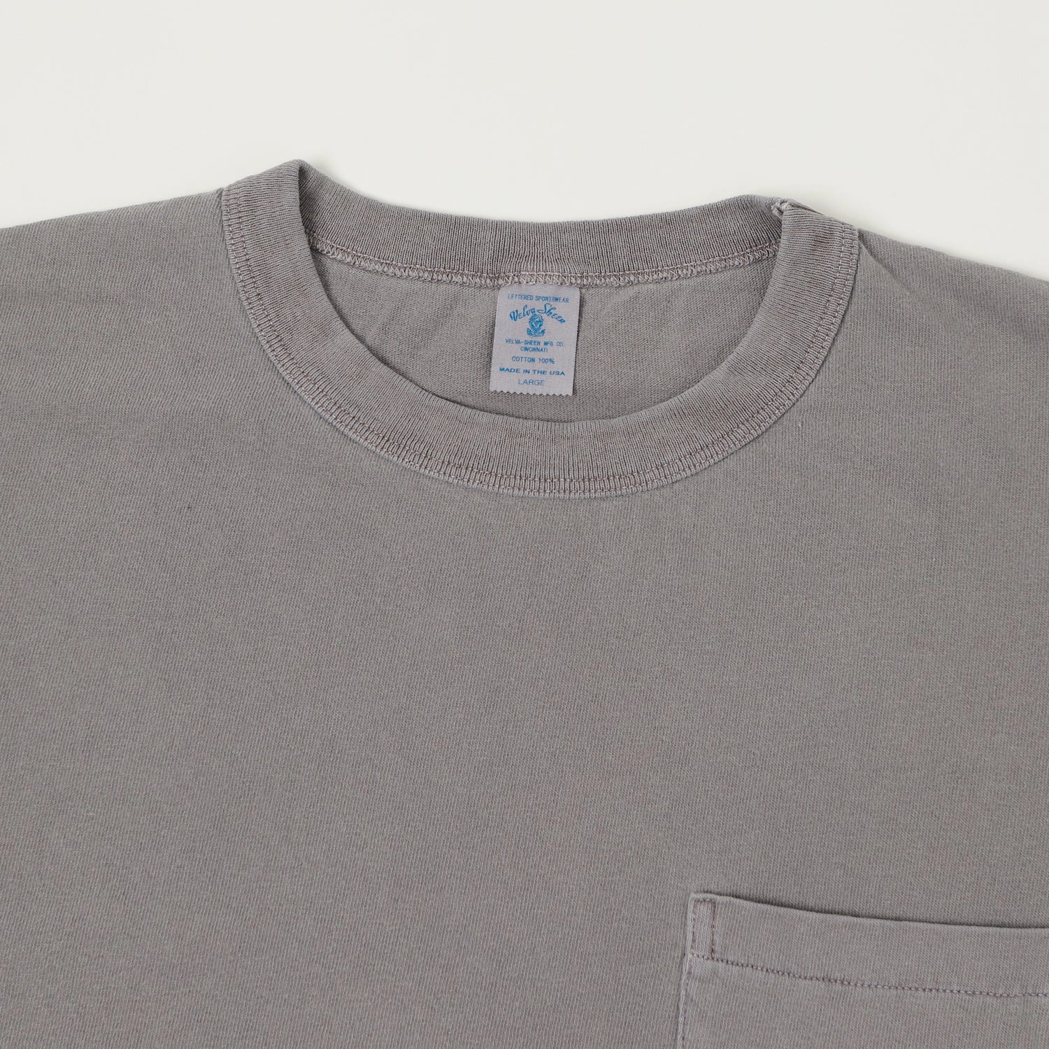 Velva Sheen Pigment Dyed Pocket T-Shirt - Grey AntiStaticLining