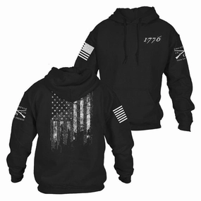 Street Staple Sporty Style 1776 Flag Hoodie - Black