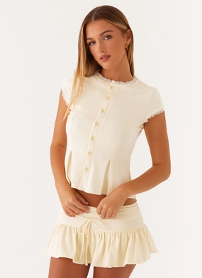 Landon Button Up Top - Lemon Subtle Motion