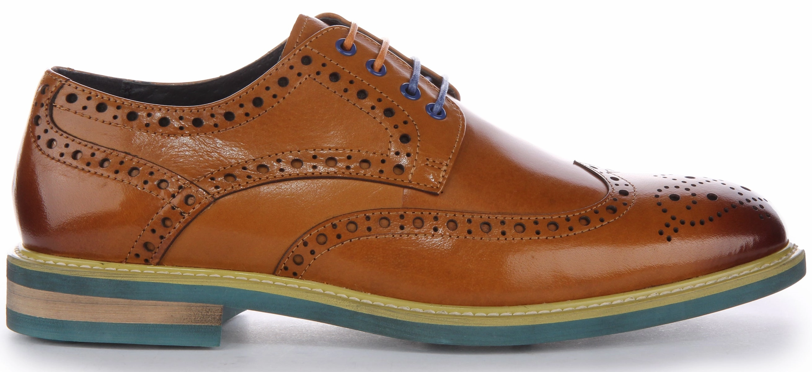 Justinreess England James In Brown Blue Brogues For Men Euro Shade
