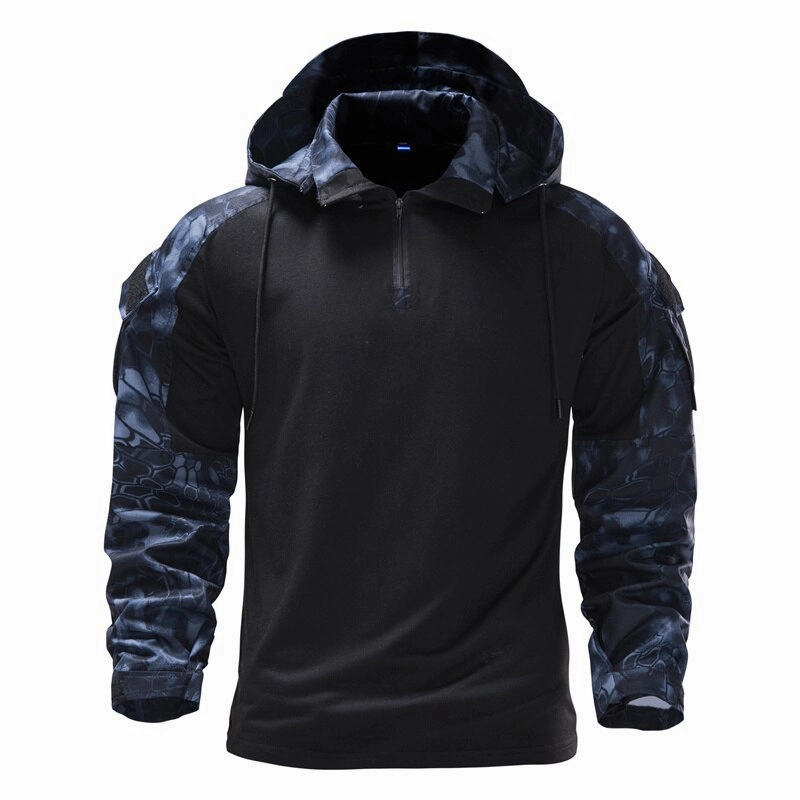 Elastic Fit Adjustable Drawstring Hood West Louis? Mens Outdoor Military Camouflage Hooded Shirt
