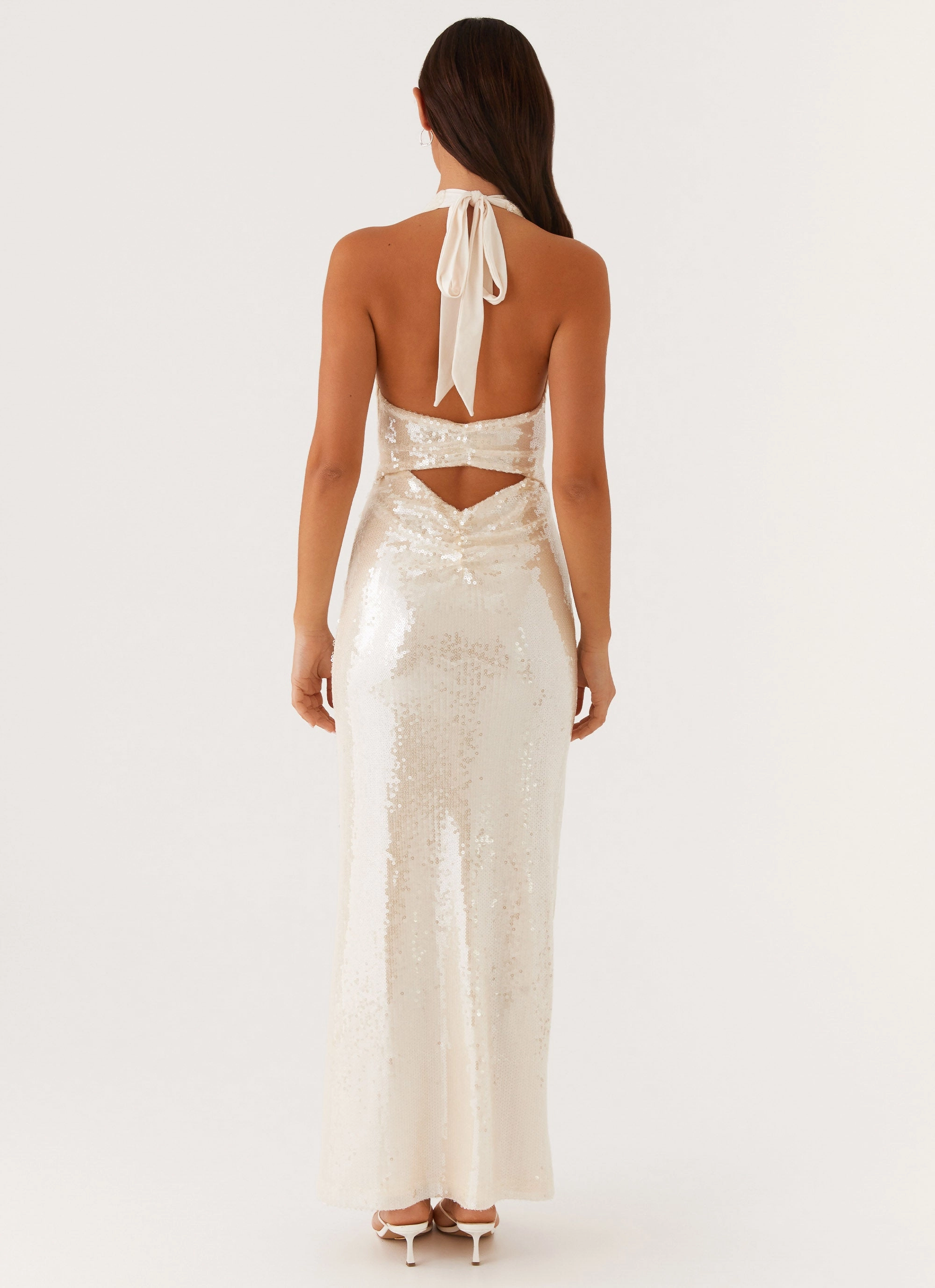 Whisked Away Halterneck Maxi Dress - White Light Touch Lounge Texture