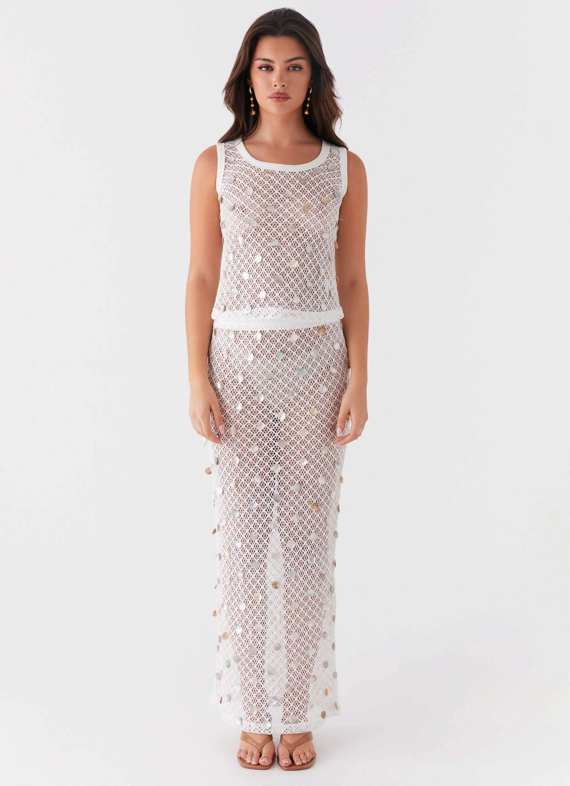 Air Touch Sister Charm Whitehaven Shell Tank Top - White