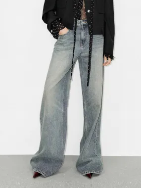 Wide Leg Cotton Jeans Neutral Casual