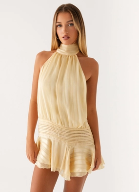 Willow Chiffon Mini Dress - Yellow Urban Style