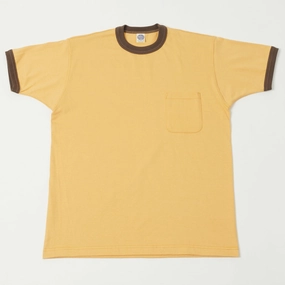 TOYS McCOY Ringer Pocket T-Shirt - Yellow/Charcoal Party fun Anti microbial coating
