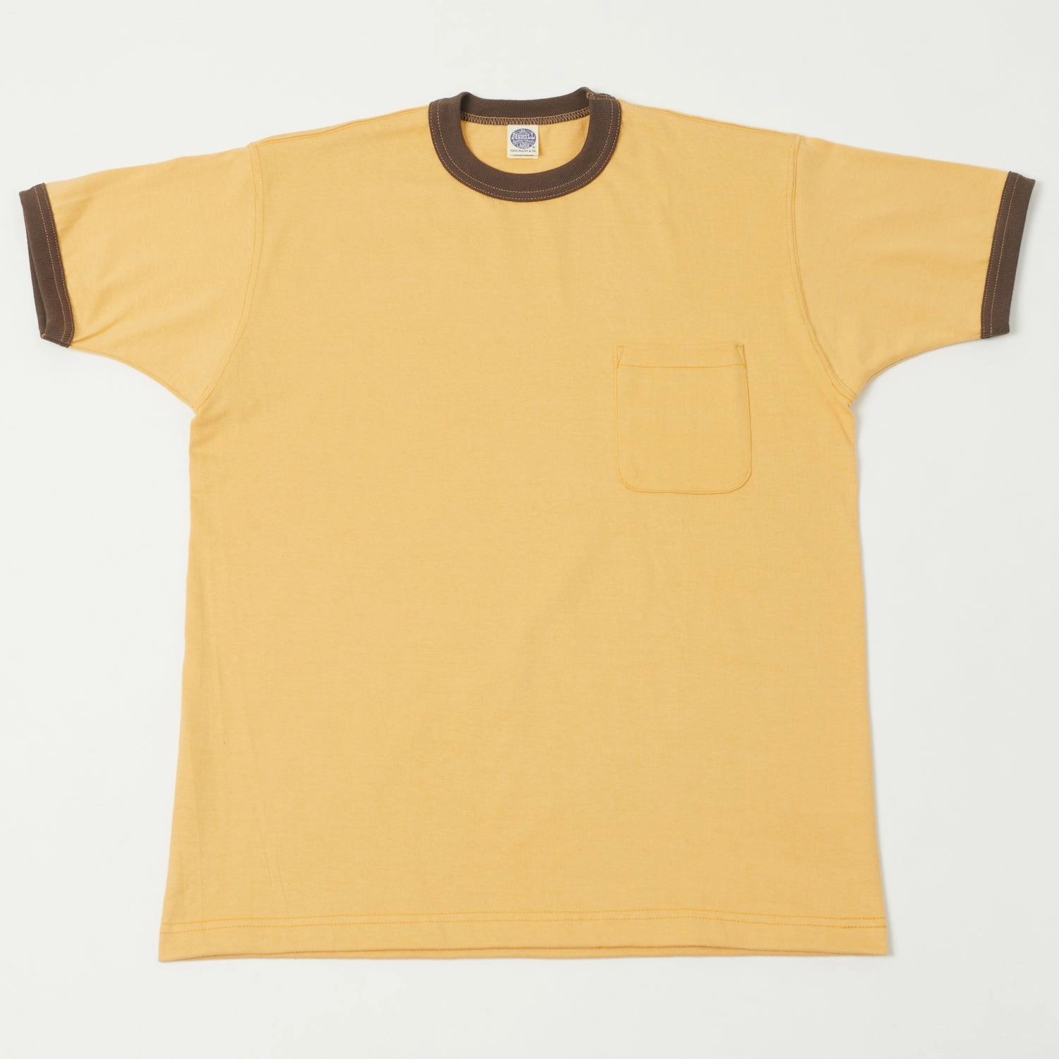 TOYS McCOY Ringer Pocket T-Shirt - Yellow/Charcoal Party fun Anti microbial coating