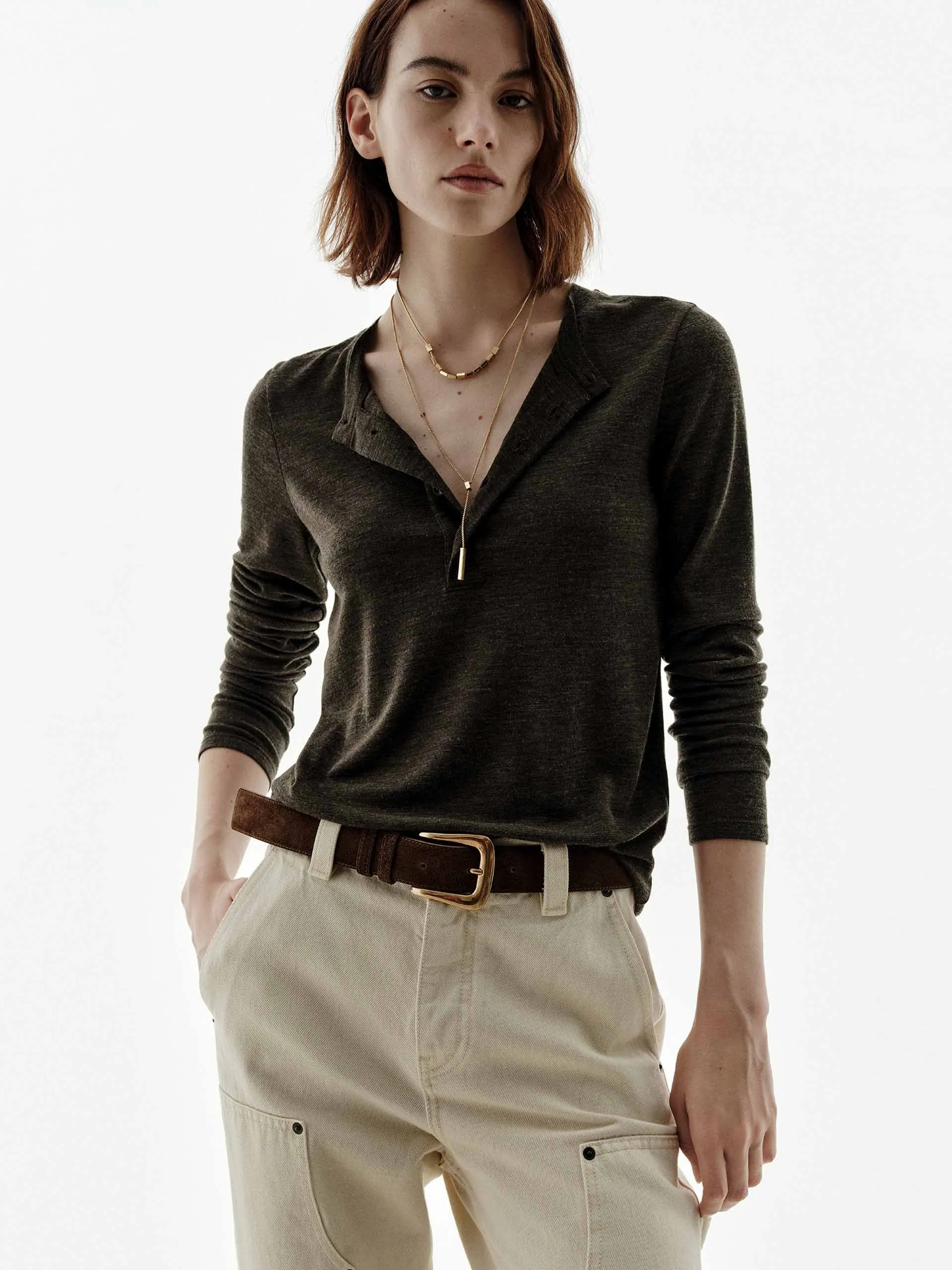 High-End Finish Versatile Clothing Wool Blend Button Blouse