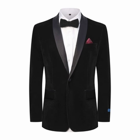 Tailored Ventilation System Timeless Layering Men's Slim-Fit Velvet Shawl Lapel Tuxedo Set