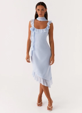 Dainty Finish Chain-Detail Fariday Midi Dress - Blue