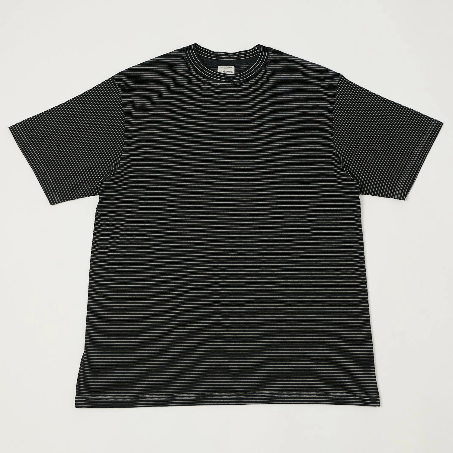 Yonetomi 'New Basic' Garment Dyed Stripe T-Shirt - Black Sleek Layers