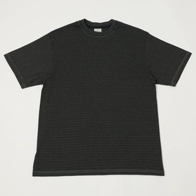 Yonetomi 'New Basic' Garment Dyed Stripe T-Shirt - Black Sleek Layers