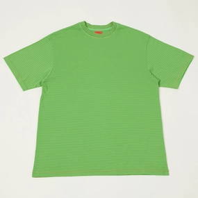 petite size Matte Look Yonetomi 'New Basic' Garment Dyed Stripe T-Shirt - Green