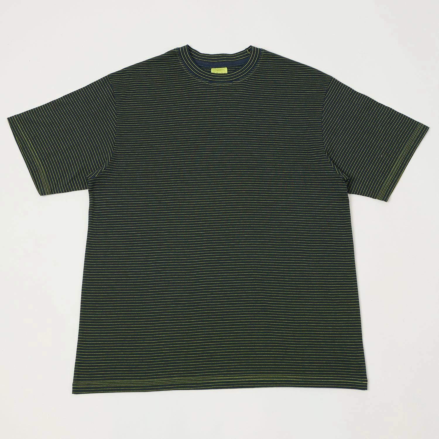 Multi Panel Design Hypoallergenic Textile Yonetomi 'New Basic' Garment Dyed Stripe T-Shirt - Navy