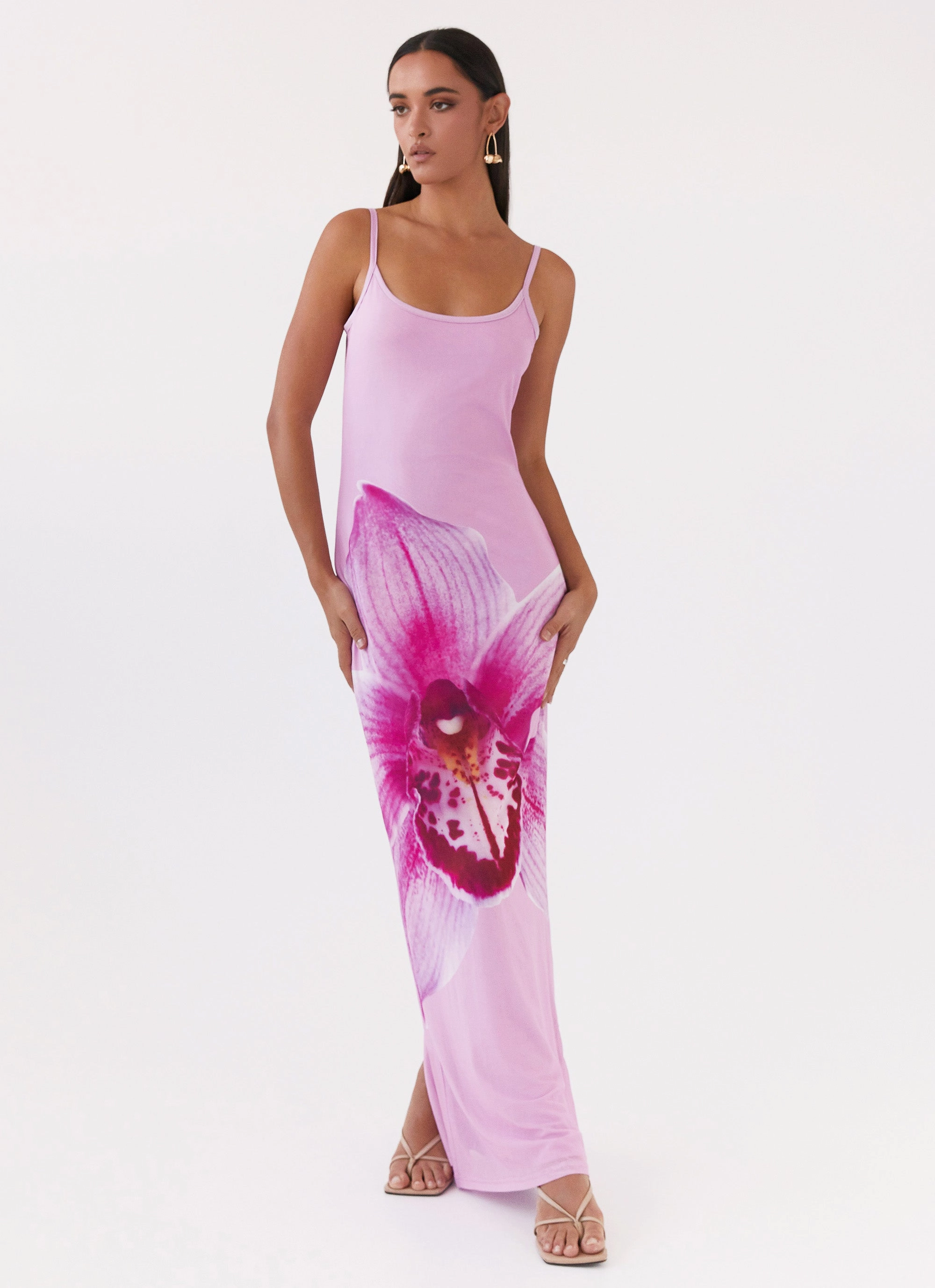 Neutral Aesthetic summer look Bad News Mesh Maxi Dress - Pink Magnolia