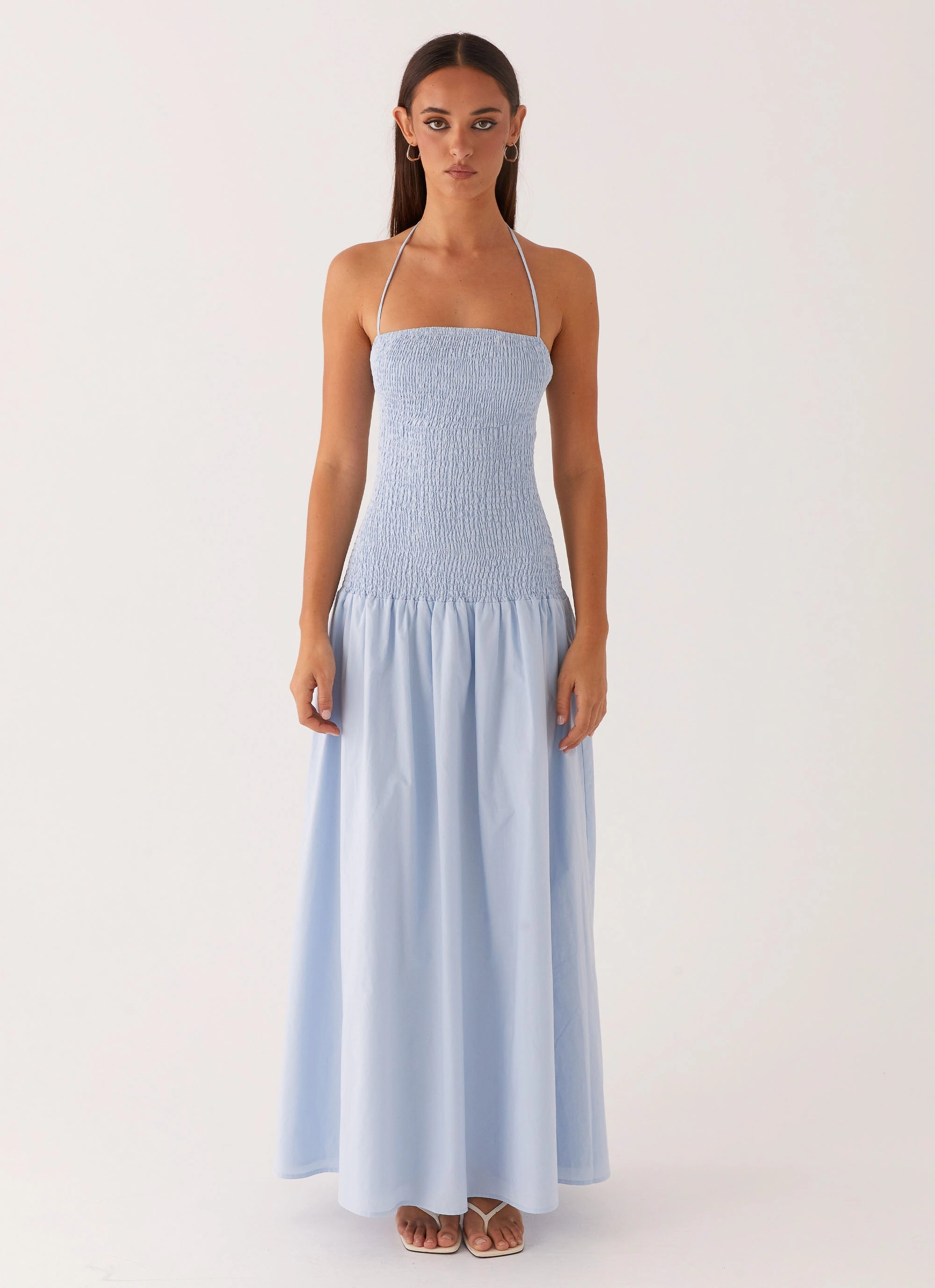 Zahra Maxi Dress - Blue Tiered Skirt