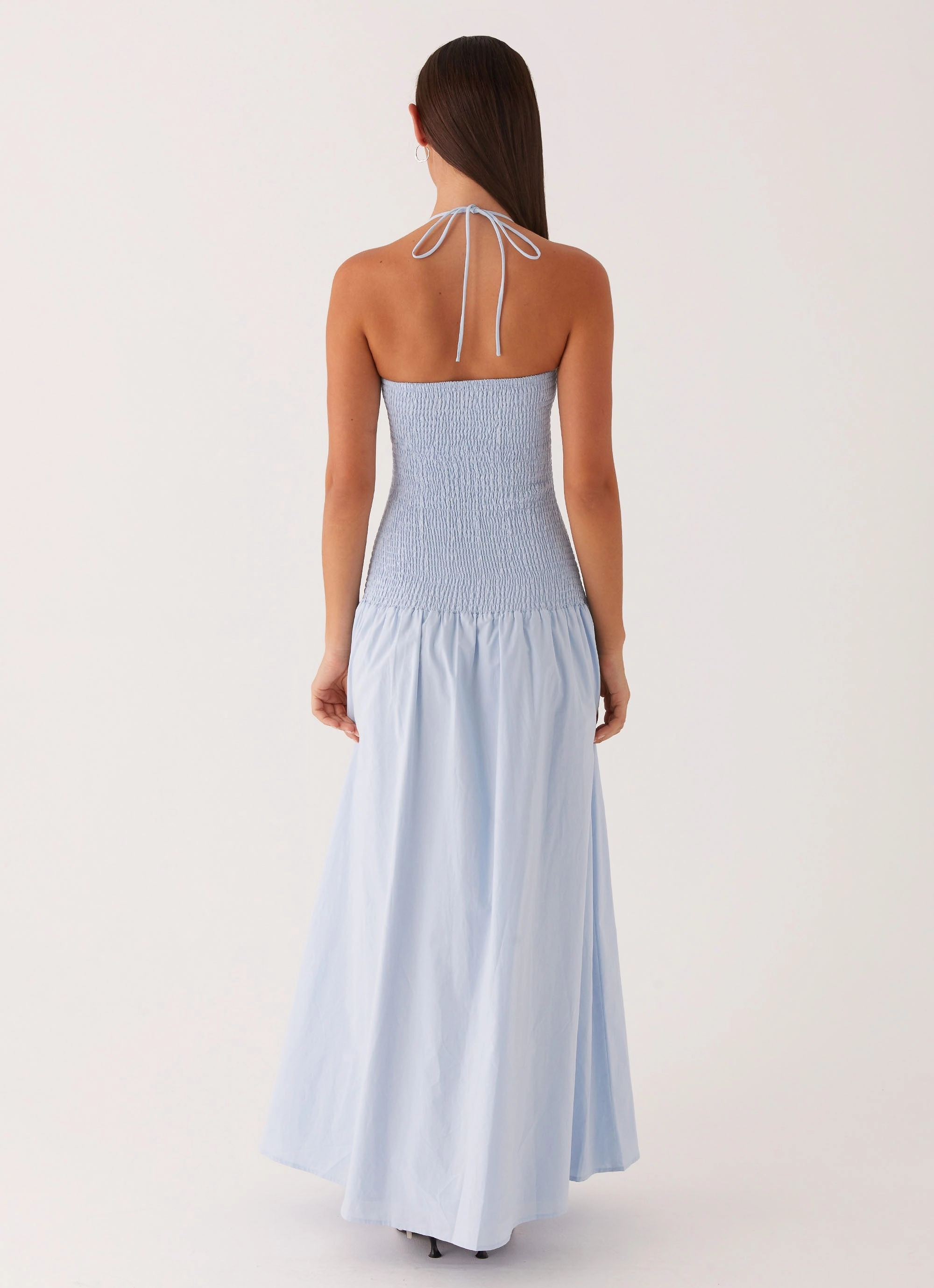 Leg-Lengthening Sage Glow Zahra Maxi Dress - Blue