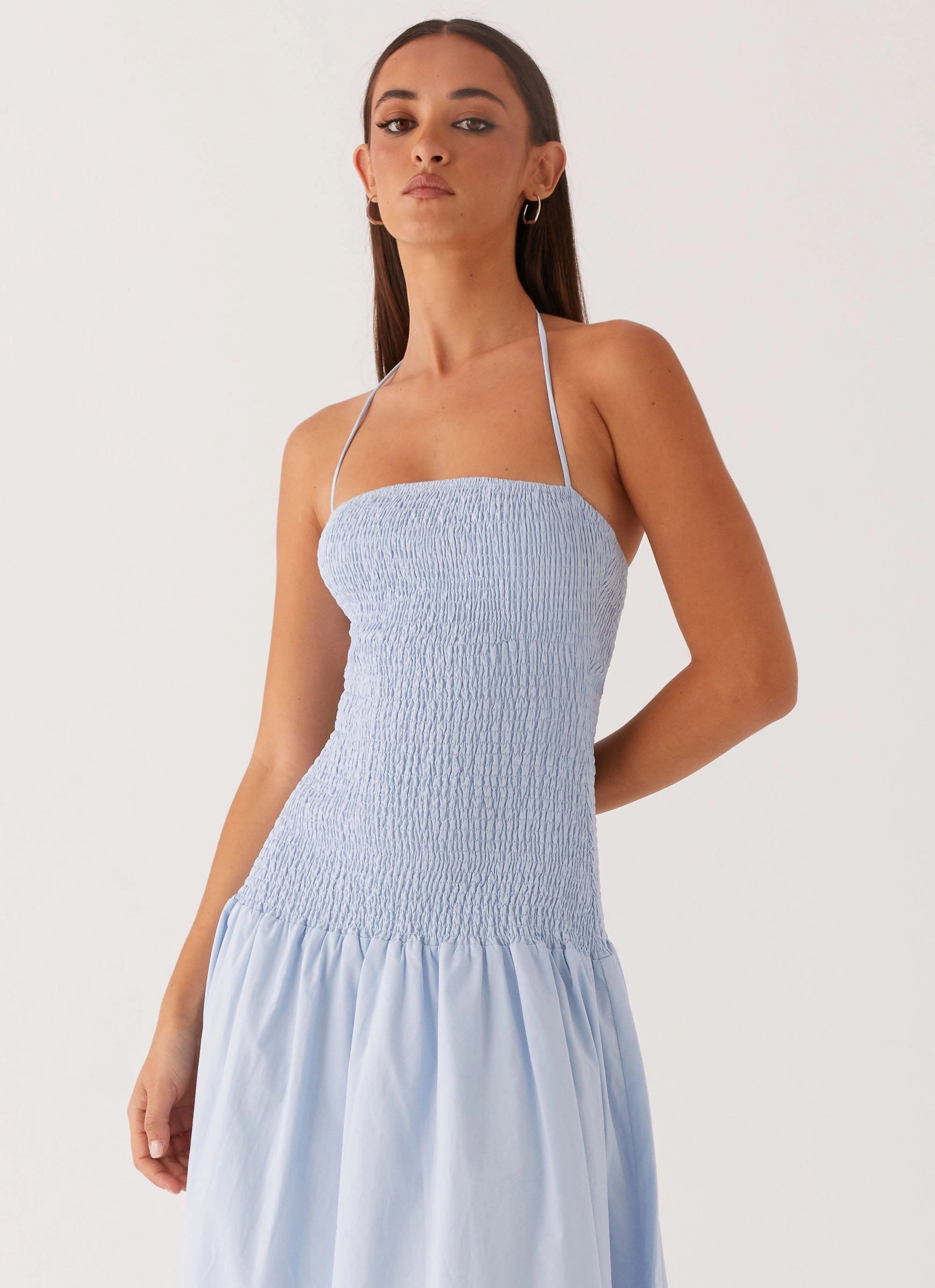 Zahra Maxi Dress - Blue Open-back Mature Glam