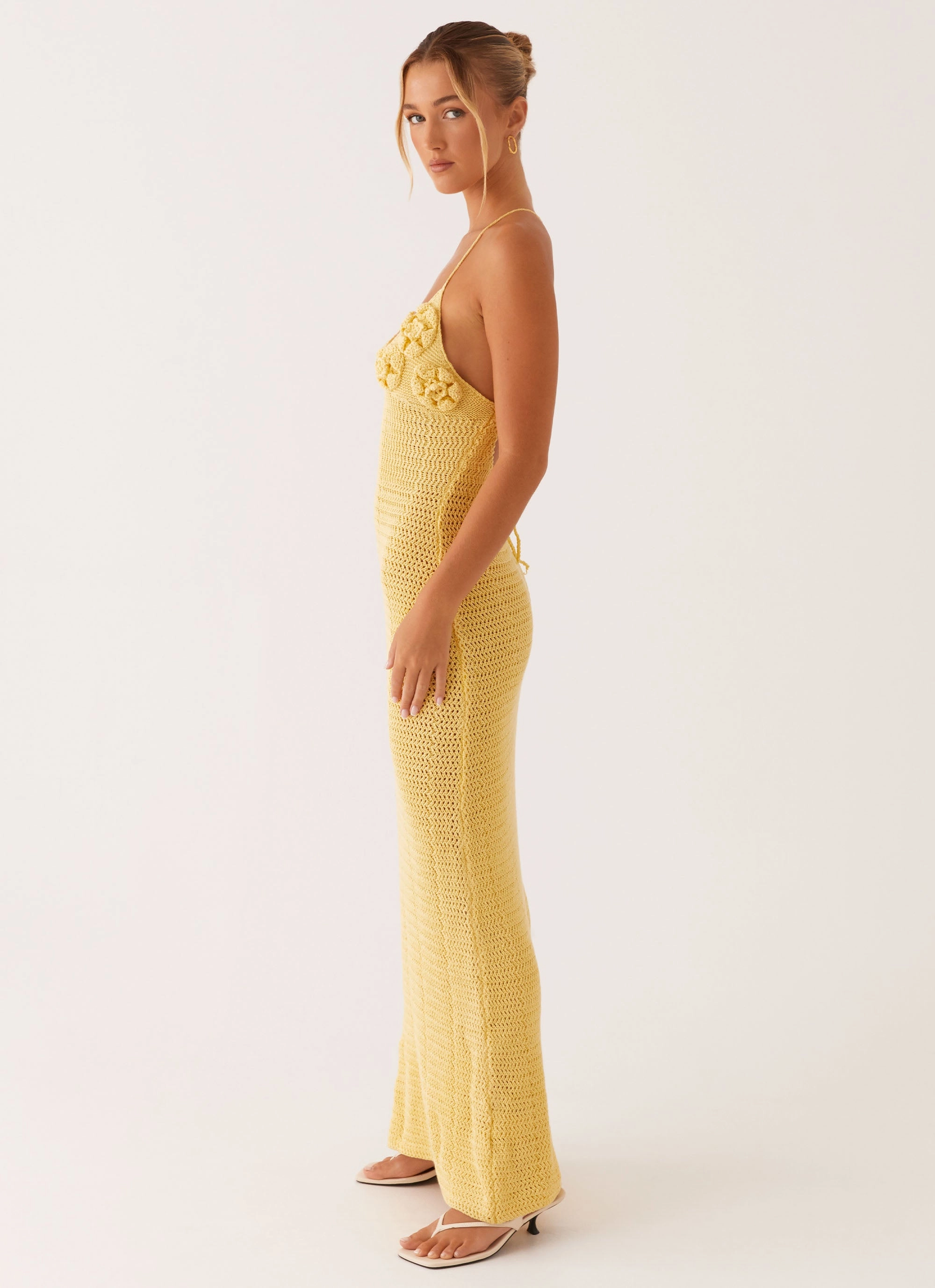 Happy Scent Zara Rose Crochet Maxi Dress - Yellow