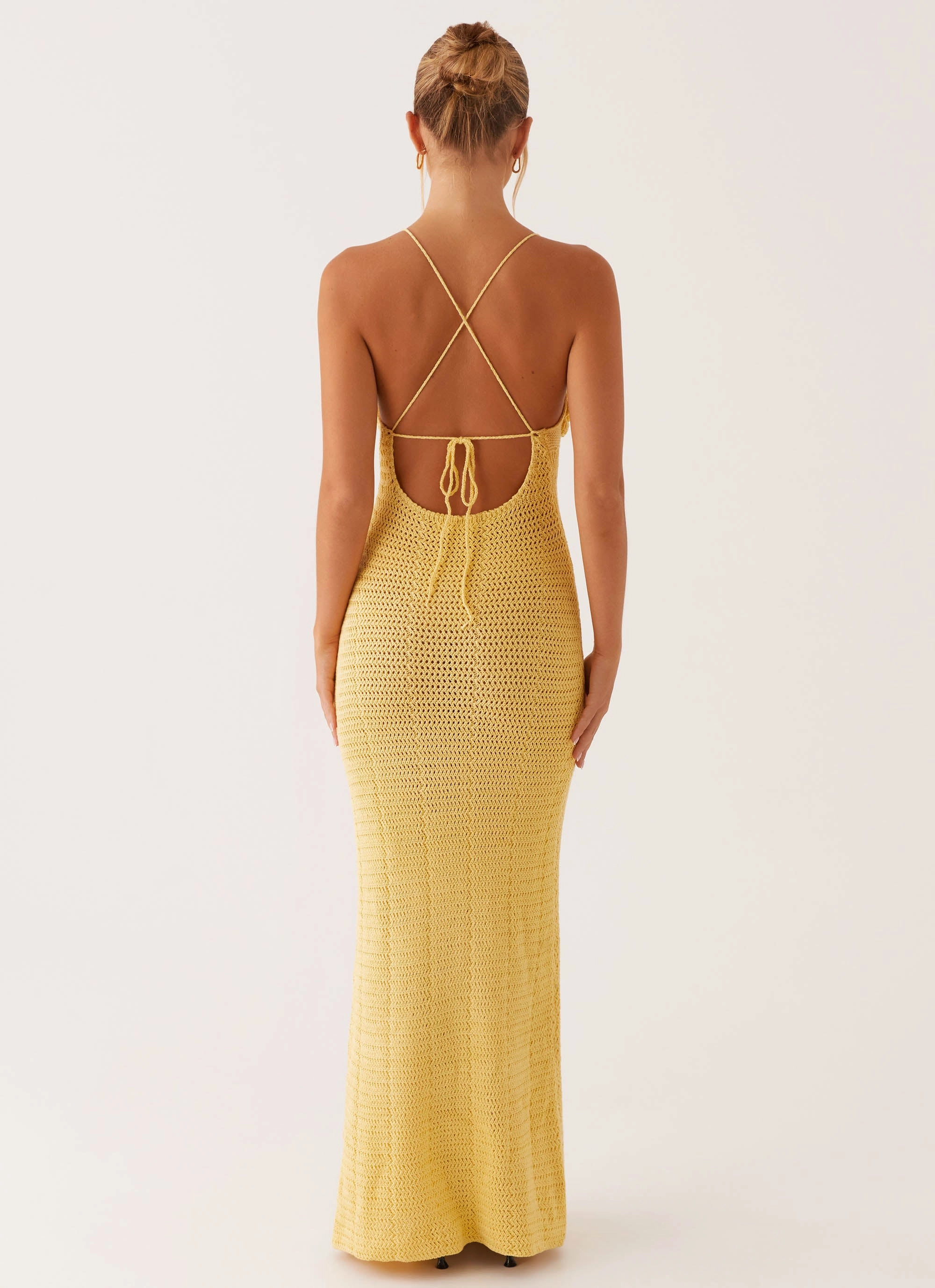 Zara Rose Crochet Maxi Dress - Yellow Day Romance