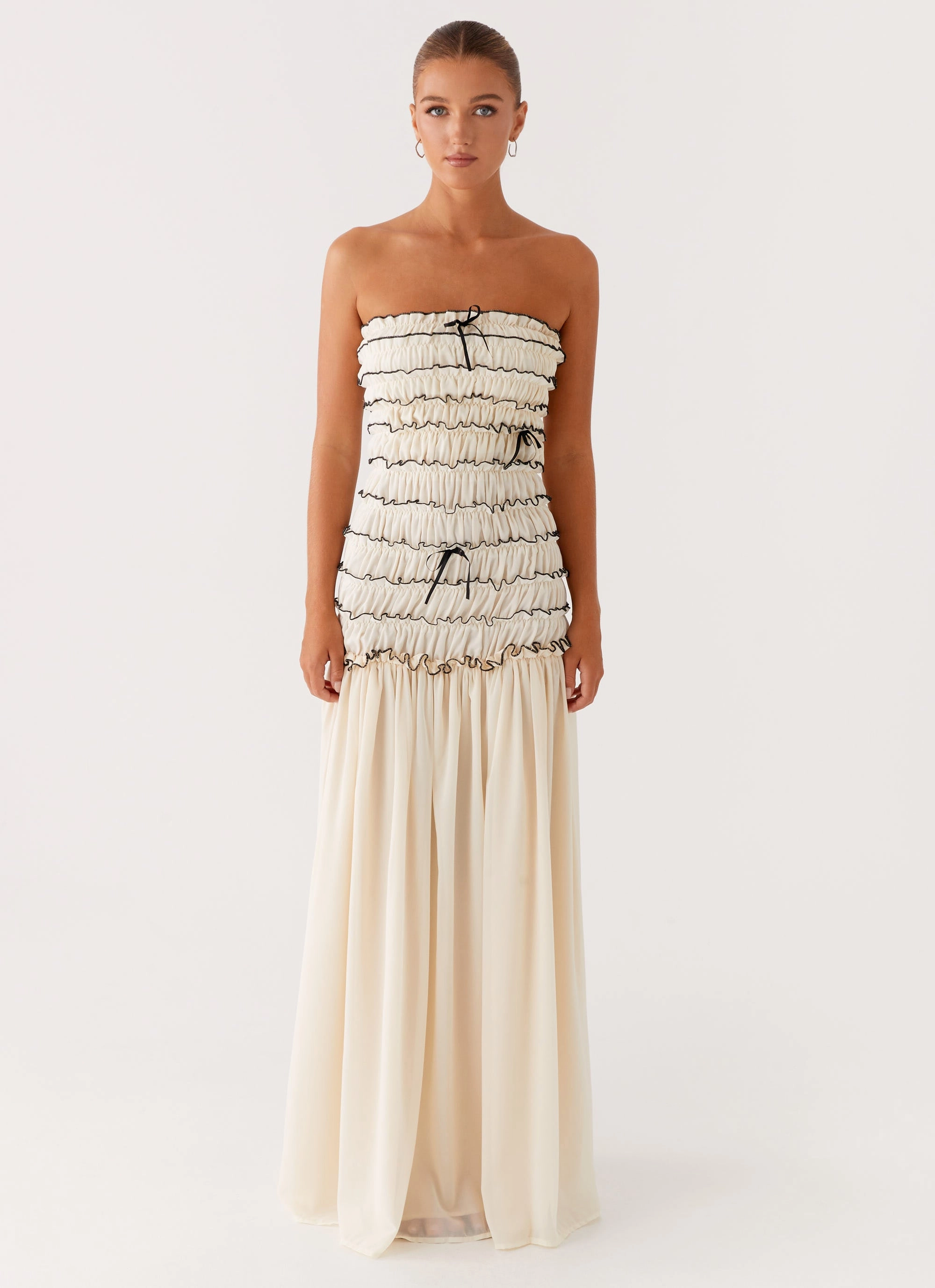 Belt Waist Street Style Zariah Maxi Dress - Ivory