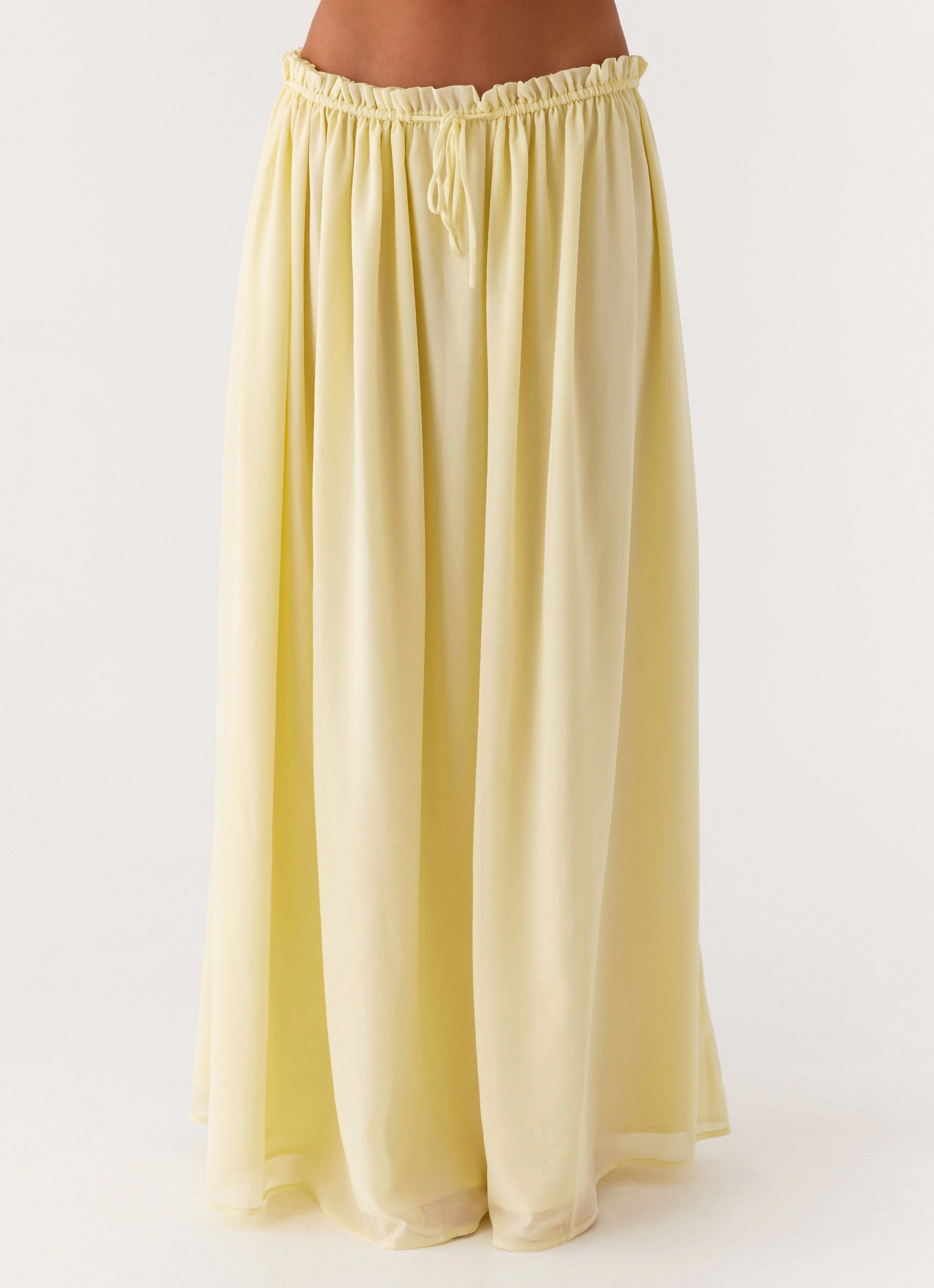 Feminine Cut Layered Fabric Zaya Maxi Skirt - Yellow