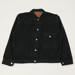 Full Count 2107SS 'Super Smooth' 11.5oz Type I Denim Jacket - Black One Wash Style Layer