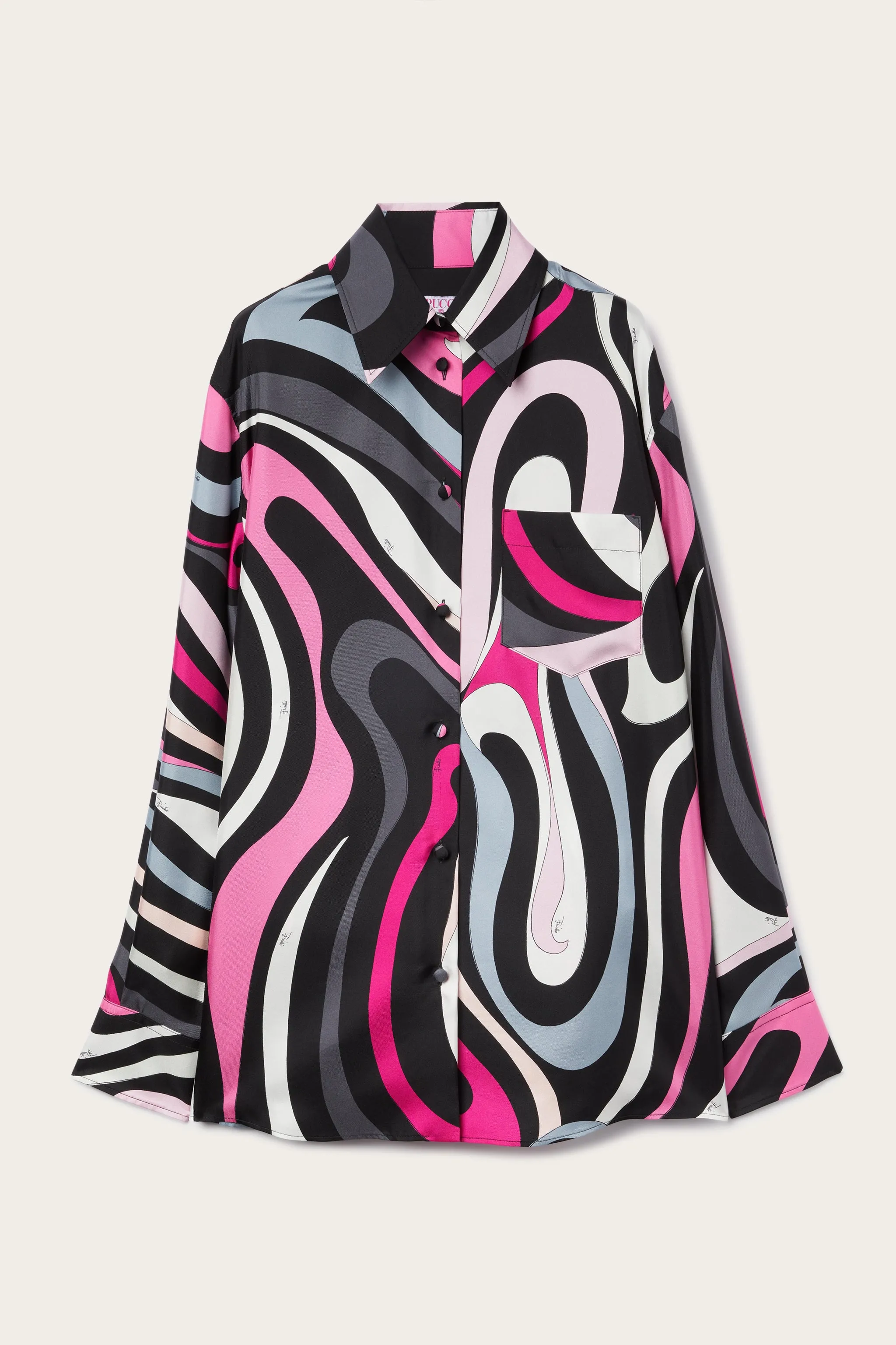 Eco Dye Technique Marmo Print Silk Shirt